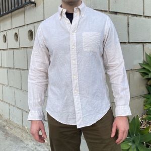 Brooks Brothers Large Irish Linen button down off white color
